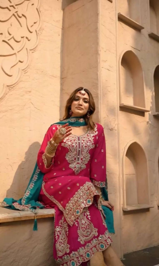 New Designer Party Wear Top Plazzo & Dupatta Set👗