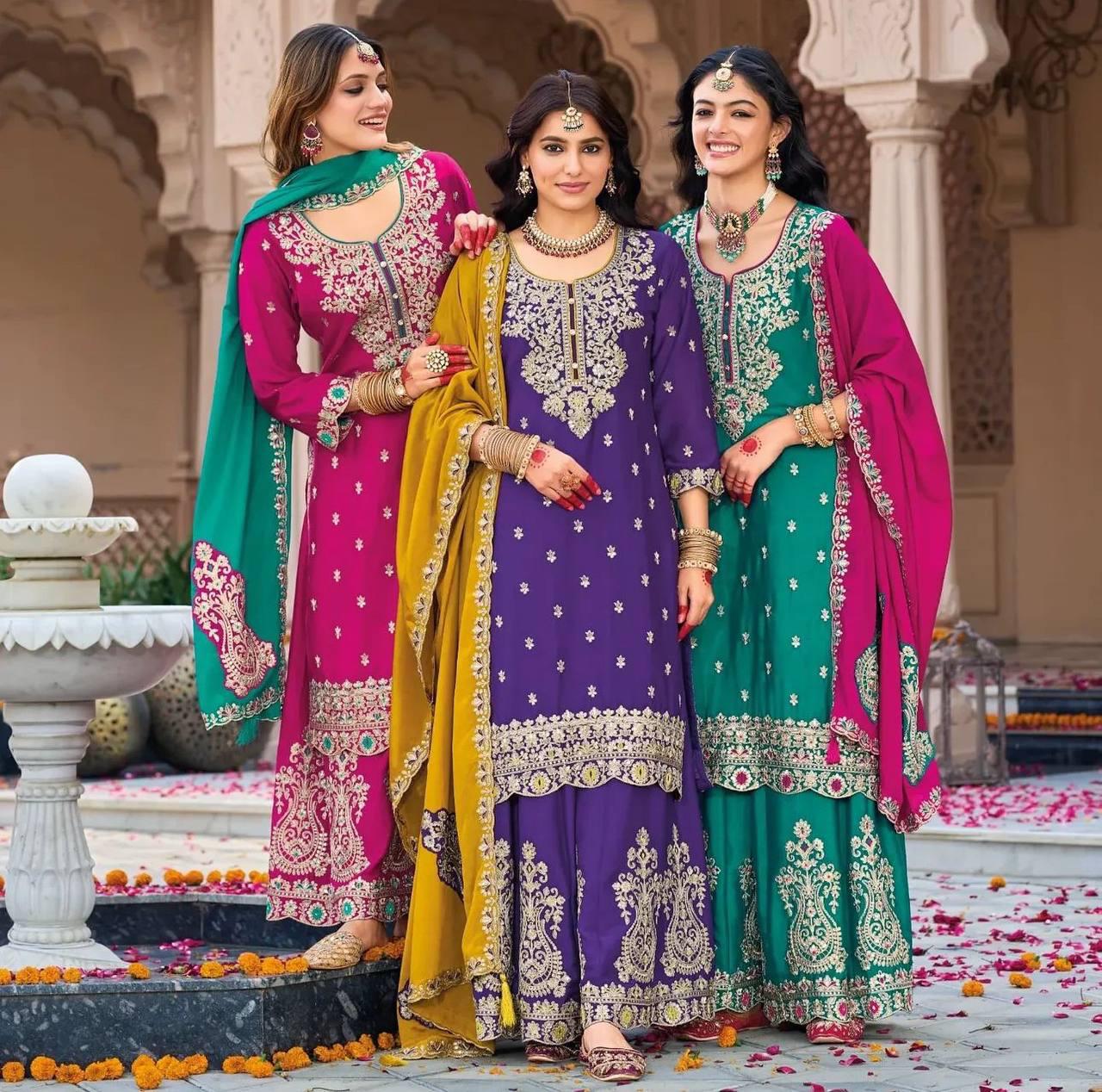 New Designer Party Wear Top Plazzo & Dupatta Set👗