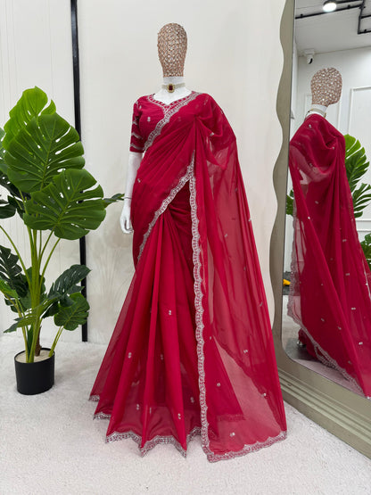 HEAVY TIBBY SILK BEATIFUL DESIGNER SAREE