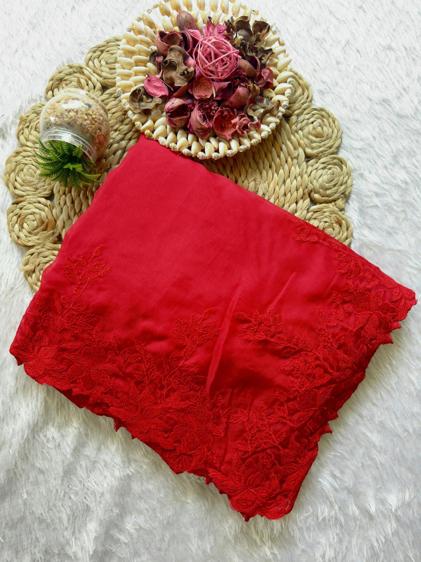 SOFT TEBBY SILK WITH MULTY THREAD WORK AND SCALP BORDER