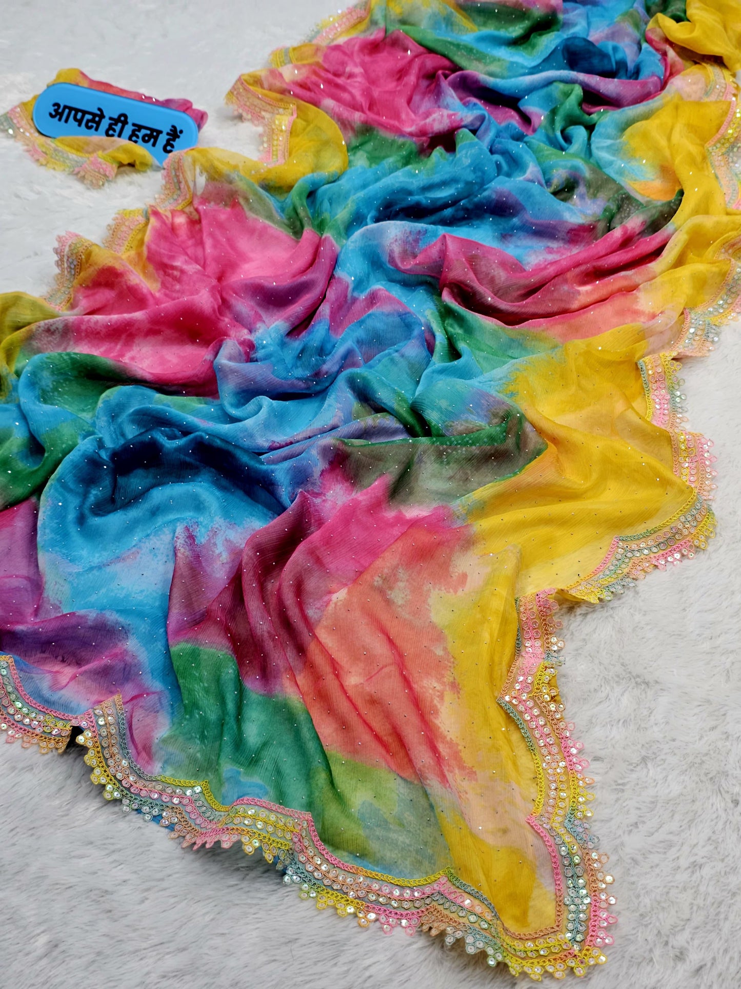 Pure Chiffon Multi Shibori Print Saree