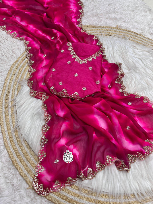 Soft c*c Prism Georgette Saree