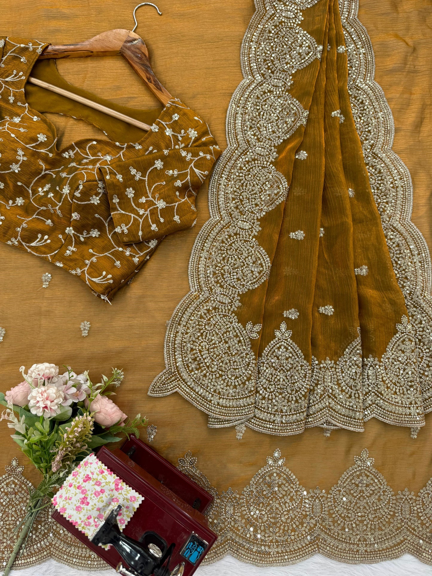 Fendi Chiffon  Fall In Love With This Stunning Saree In an Eye-Catching Shade