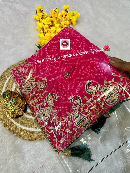 Exclusive Arrivals Pure Georgette C*C Gotapatti Codding Peacock C.Pallu🦚