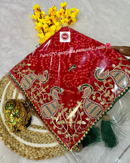 Exclusive Arrivals Pure Georgette C*C Gotapatti Codding Peacock C.Pallu🦚