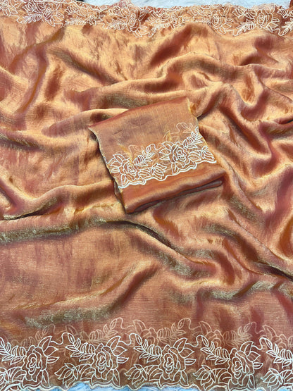 Pure Fendy chiffon saree with embroidery work saree