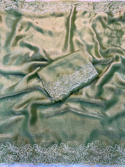 Pure Fendy chiffon saree with embroidery work saree