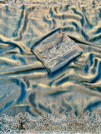 Pure Fendy chiffon saree with embroidery work saree