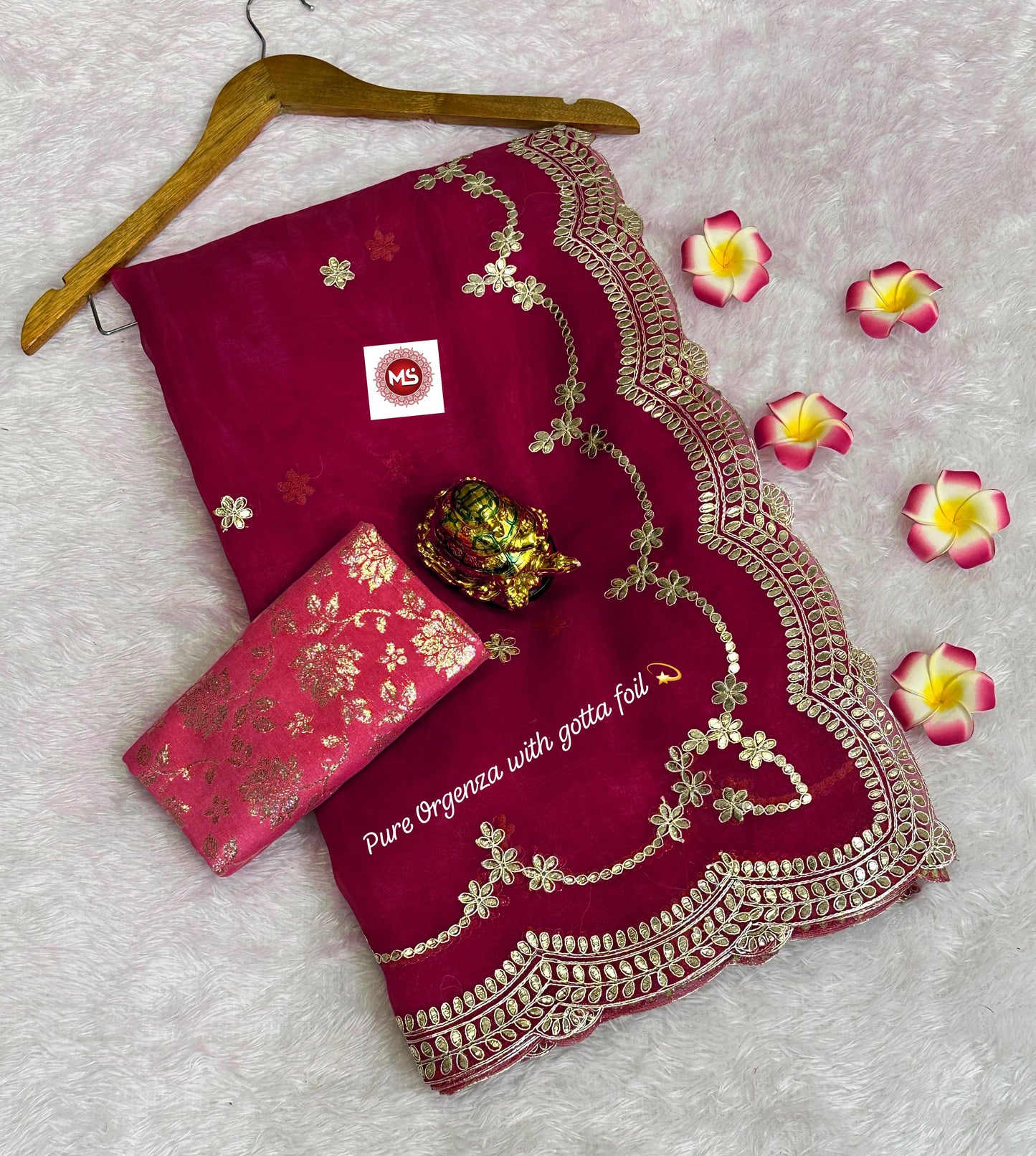 Beautiful Net Organza Designer Saree With C*Pallu Foil Gota Work Border  & Butti All In Saree Or Elegant Cutwork Boder.