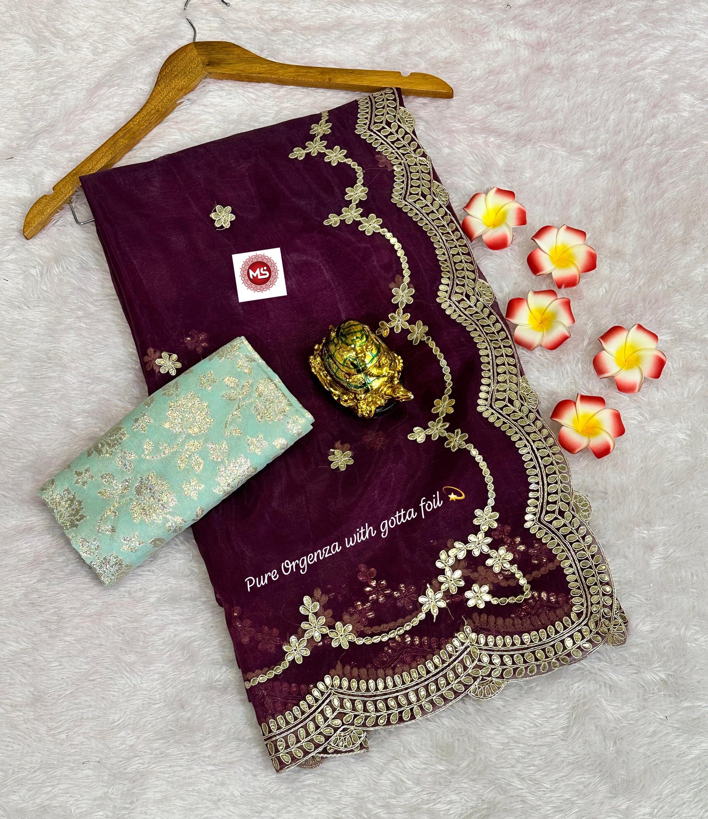 Beautiful Net Organza Designer Saree With C*Pallu Foil Gota Work Border  & Butti All In Saree Or Elegant Cutwork Boder.