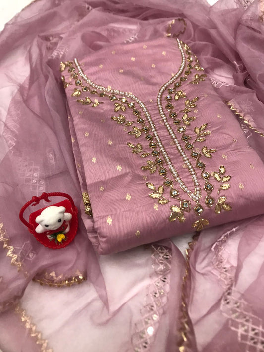 TOP MODAL BUTTI HANDWORK WITH BOTTOM INNER CREP DUPPATA ORGANZA WORK