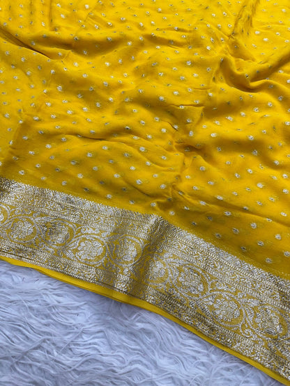 Latest Wedding wear Padding Color Viscose Georgette Jacquard Weaving Work Designer Saree