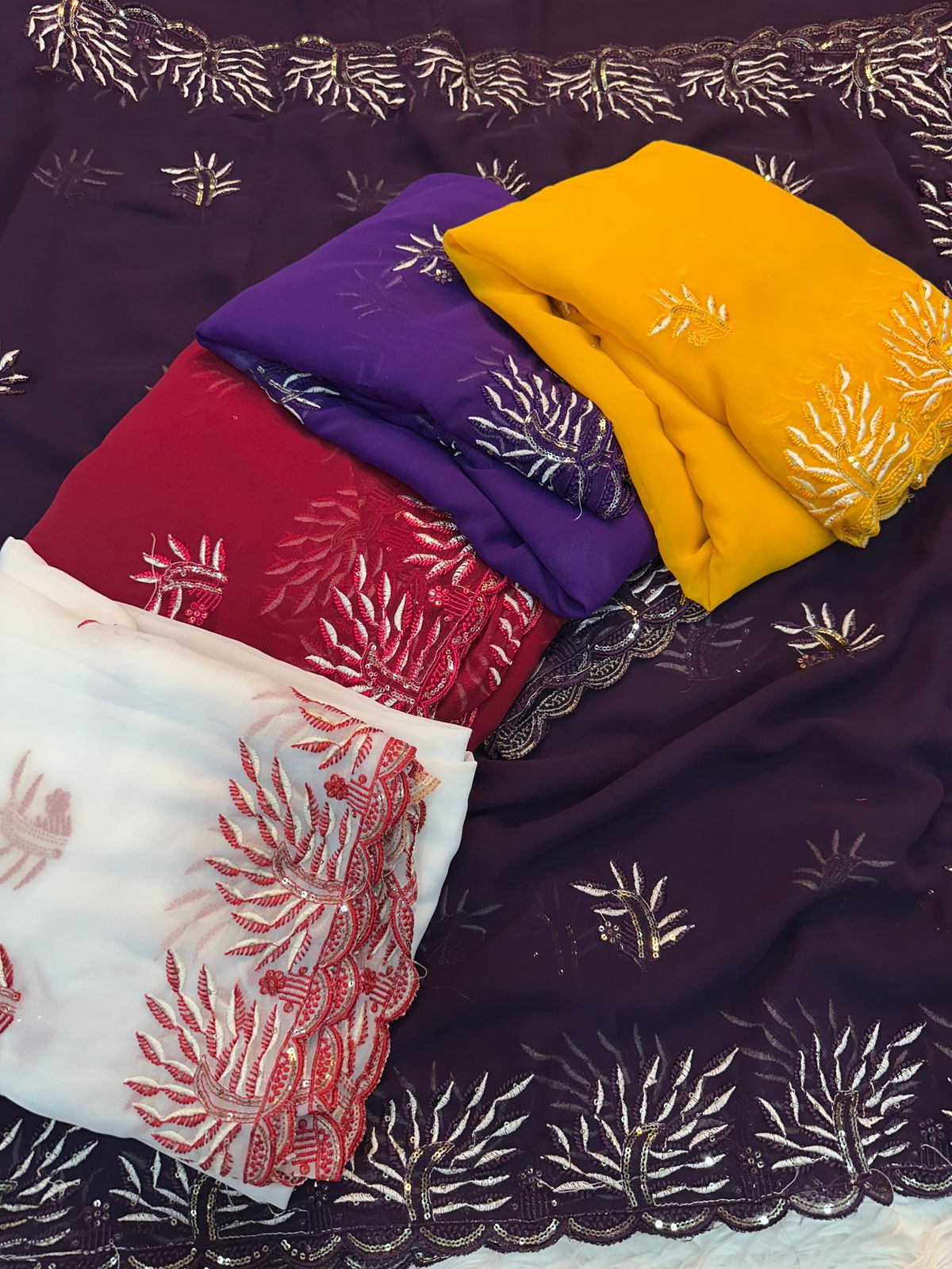 Leaf Star Saree  Party Wear Shinning Georgette With Heavy Emberoderied