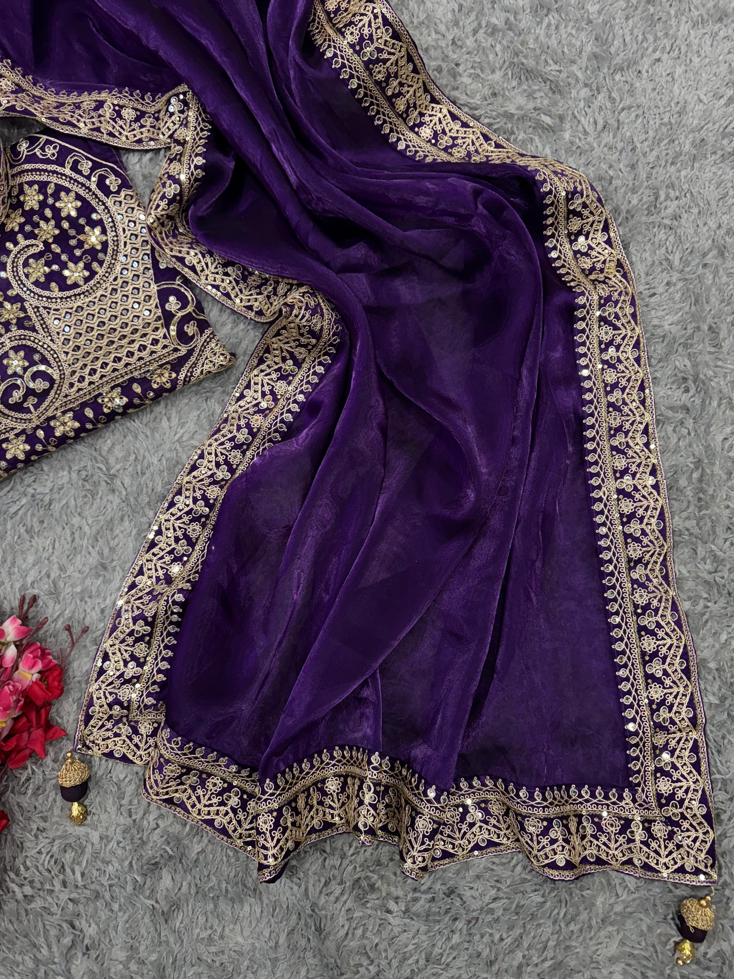 Soft Jimmi Chuu Fabric Bollywood celebrity sequence saree