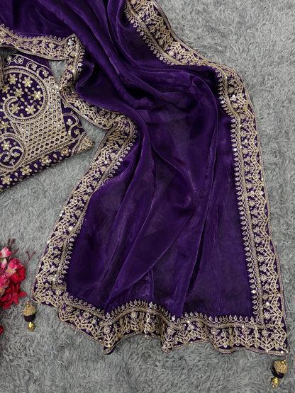 Soft Jimmi Chuu Fabric Bollywood celebrity sequence saree