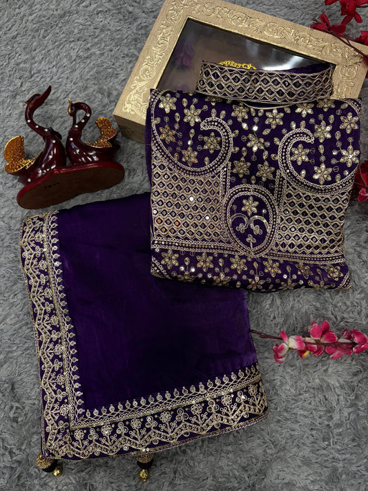 Soft Jimmi Chuu Fabric Bollywood celebrity sequence saree