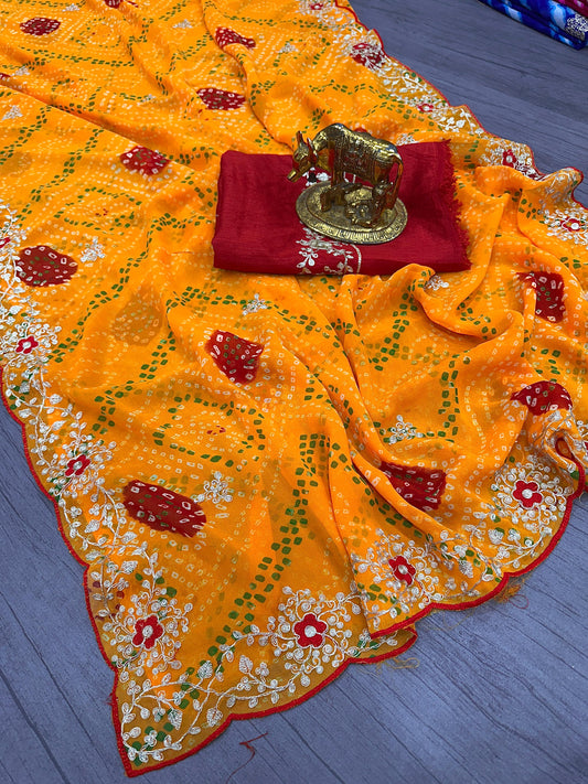 NEW TODAY SPECIAL CONCEPT IN PURE BANDHANI SAREE