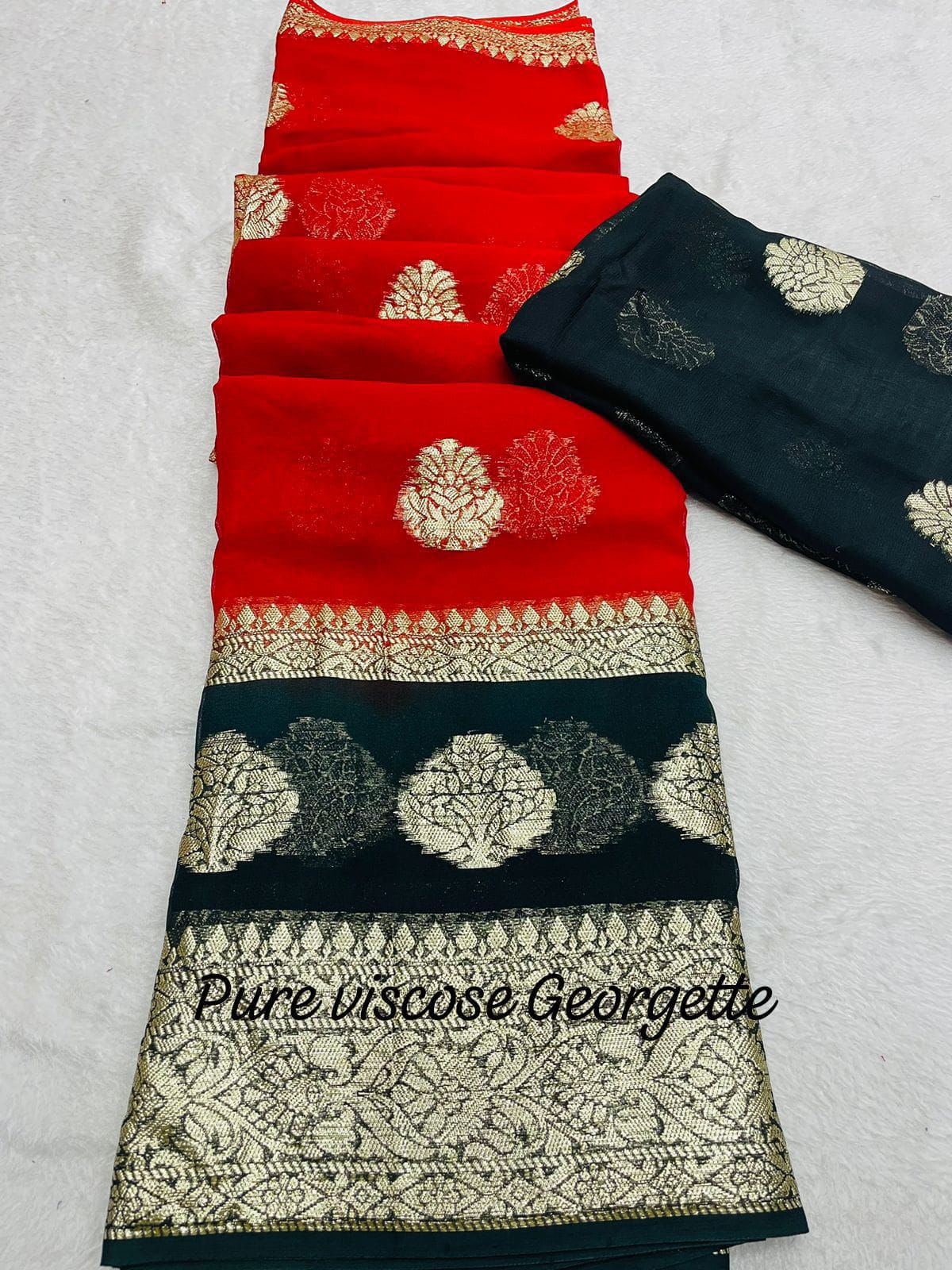 2DGeorgette Saree With Running Blouse