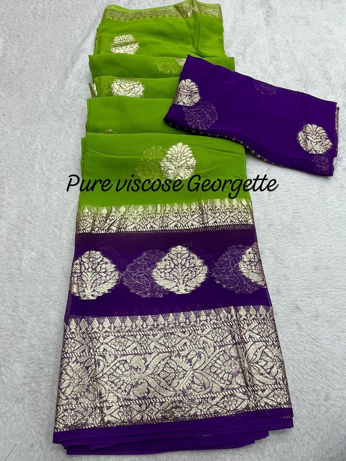 2DGeorgette Saree With Running Blouse