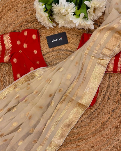 Viscose Georgette Saree With Running Contrast Blouse NICE COLOUR