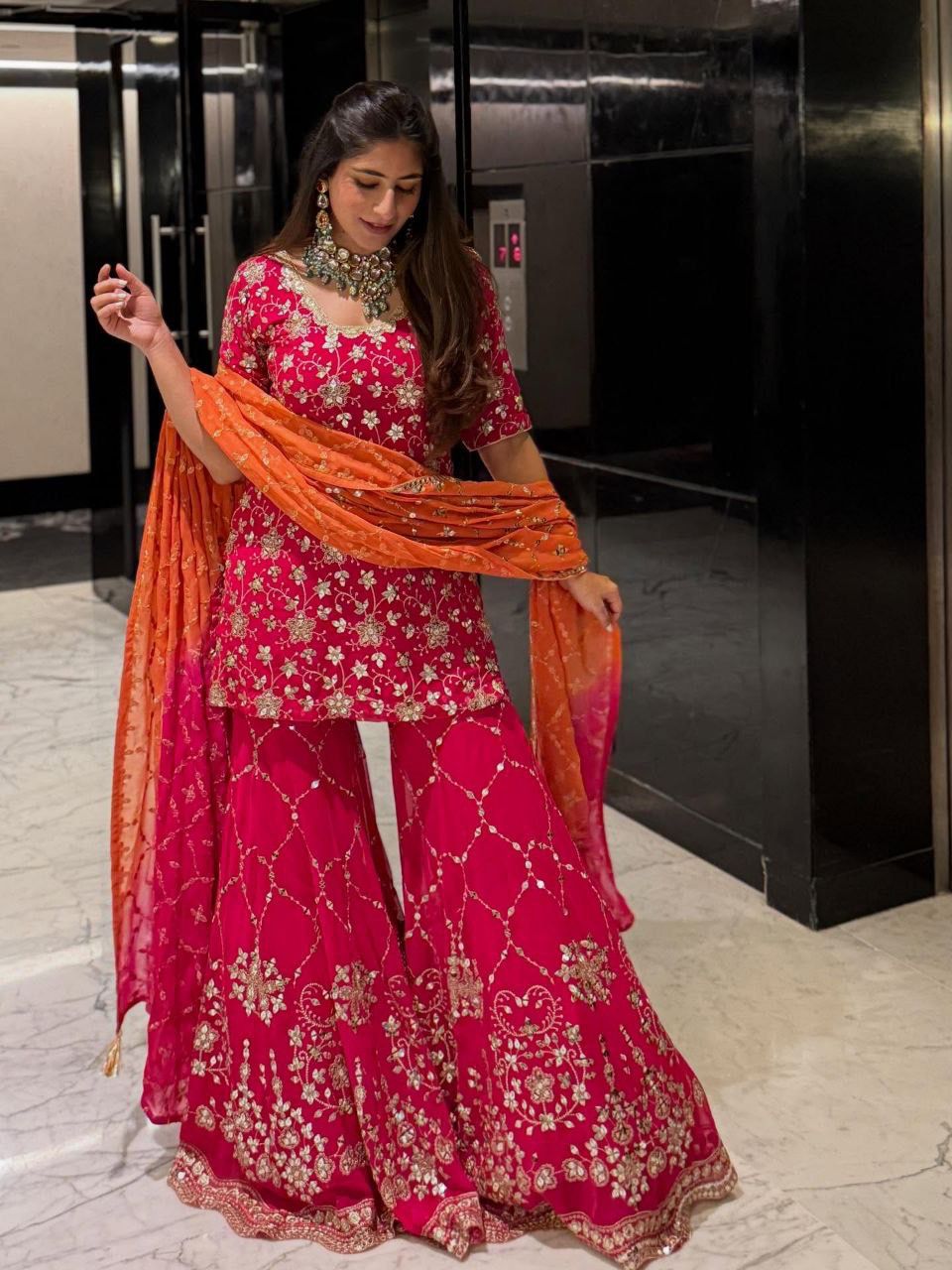 Launching New Designer Party Wear Top Plazzo & Dupatta Set