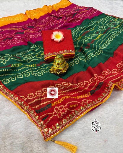 Soft Satin Moss Pachrangi Bandej Design