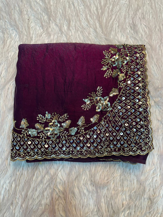 Boutique Level Handwork Dual Tone Space Silk Saree