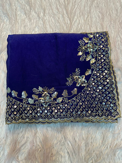 Boutique Level Handwork Dual Tone Space Silk Saree
