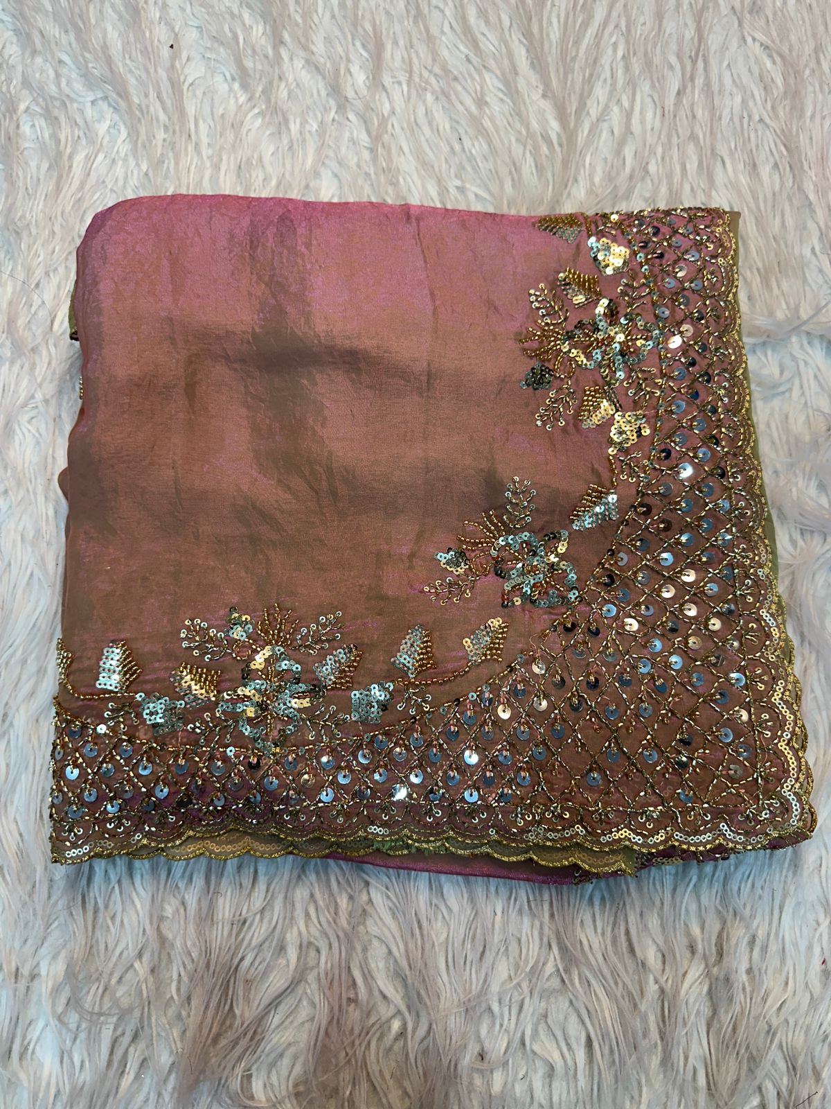 Boutique Level Handwork Dual Tone Space Silk Saree
