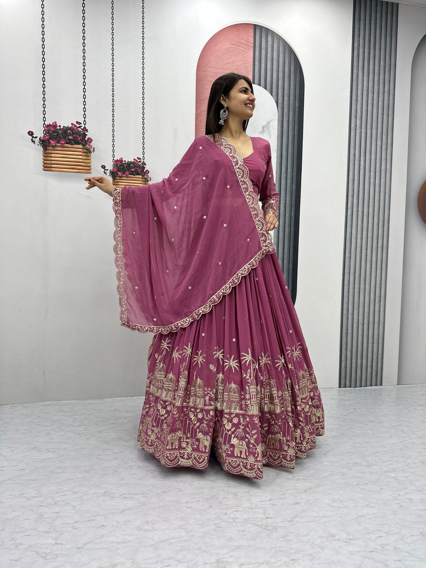 Fox Georgette Heavy Embroidery Sequence Work