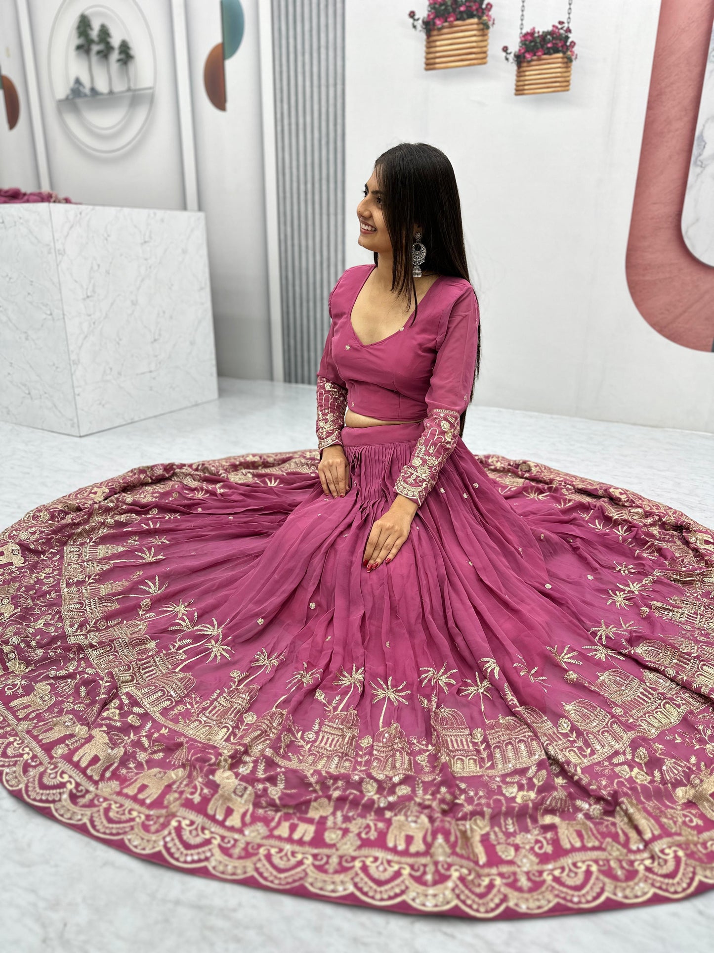 Fox Georgette Heavy Embroidery Sequence Work