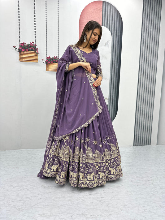 Fox Georgette Heavy Embroidery Sequence Work