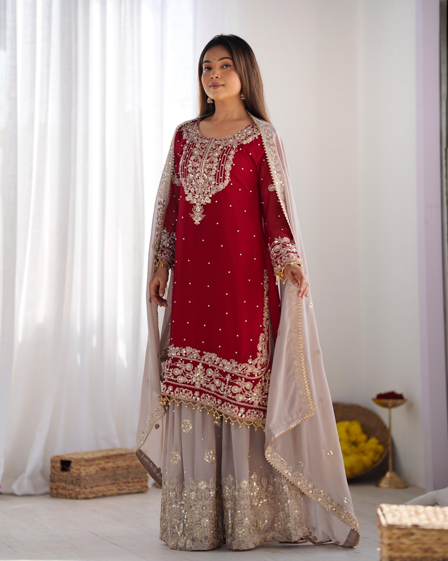 Presenting New Designer Collection Pure Heavy Faux Georgette With Embroidery Coding