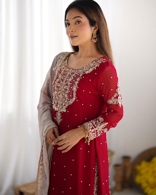 Presenting New Designer Collection Pure Heavy Faux Georgette With Embroidery Coding