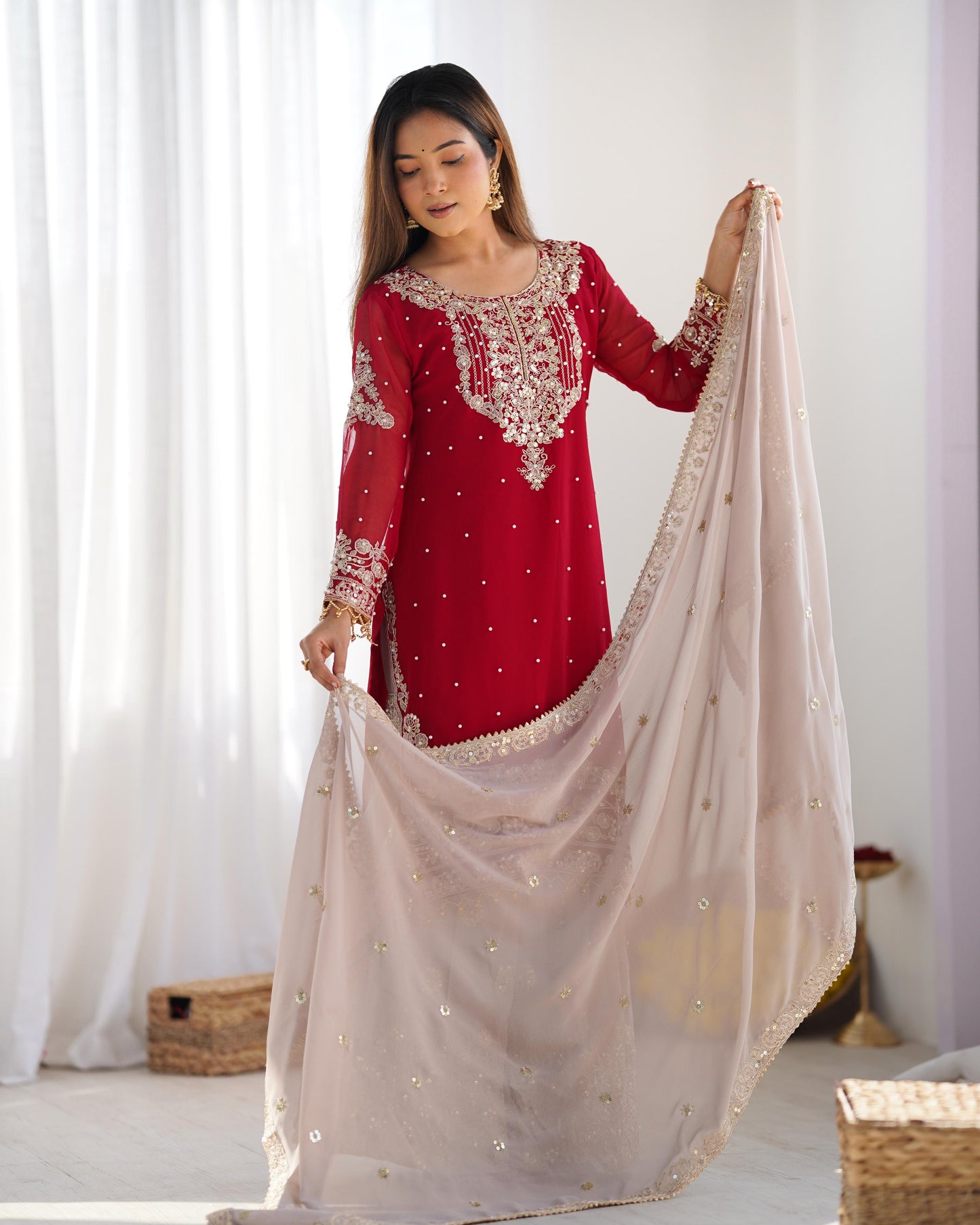 Presenting New Designer Collection Pure Heavy Faux Georgette With Embroidery Coding