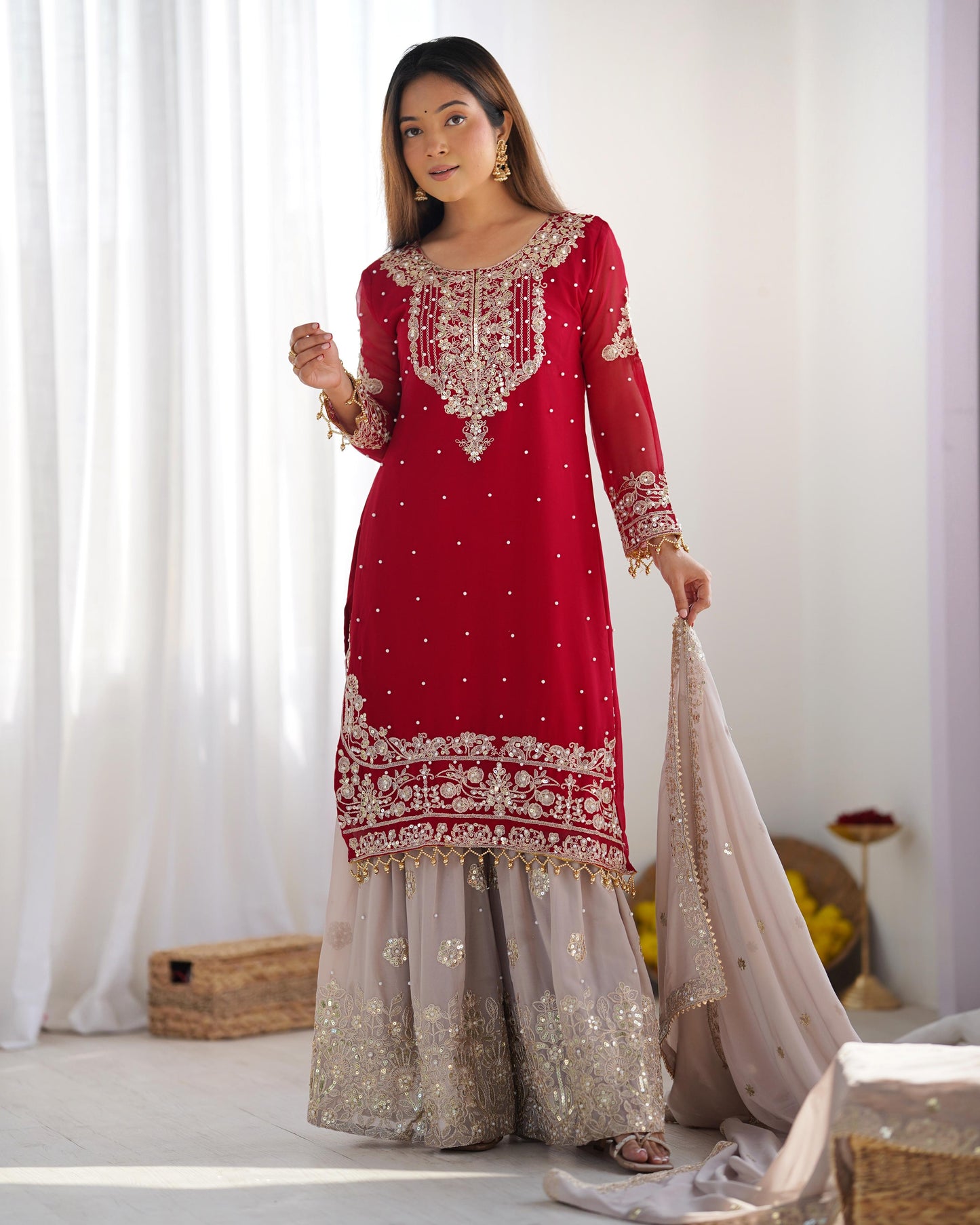 Presenting New Designer Collection Pure Heavy Faux Georgette With Embroidery Coding