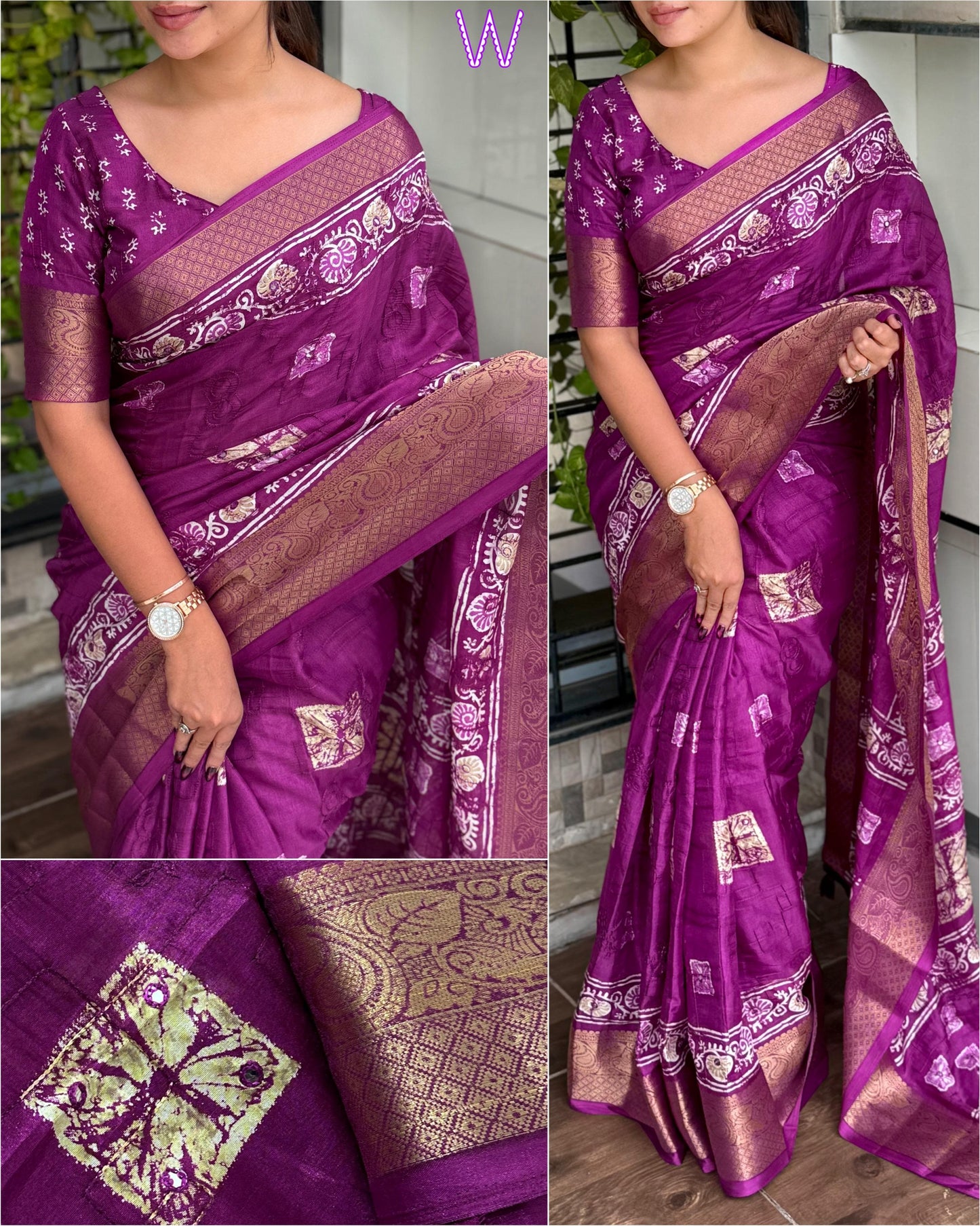 Designer printed  Muslin cotton mirror work Saree