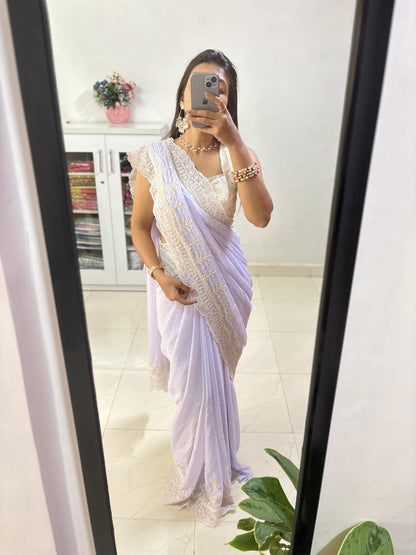 Soft Chiffon Butti   Beautiful Sequins And Threads Embroidery