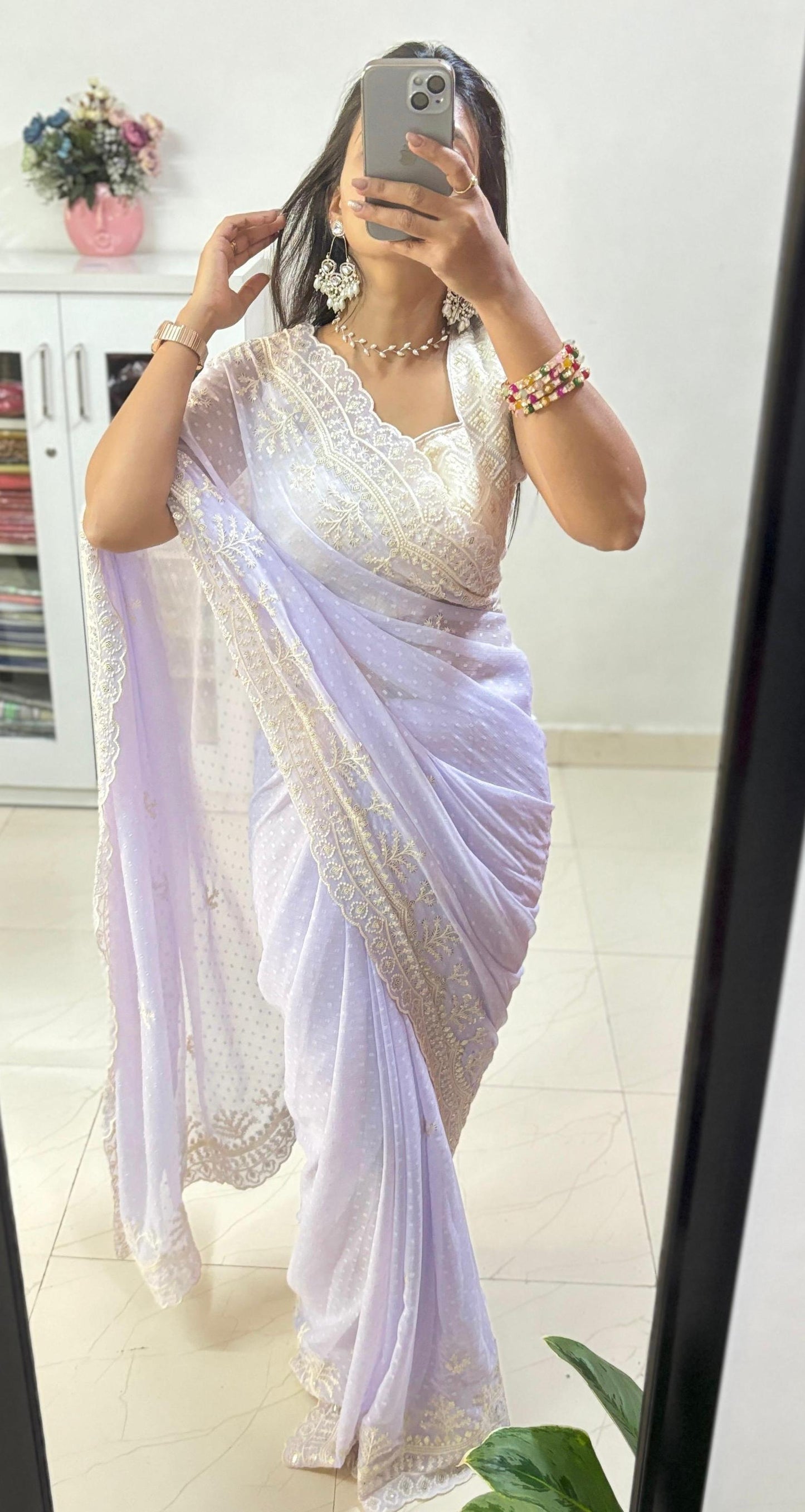 Soft Chiffon Butti   Beautiful Sequins And Threads Embroidery