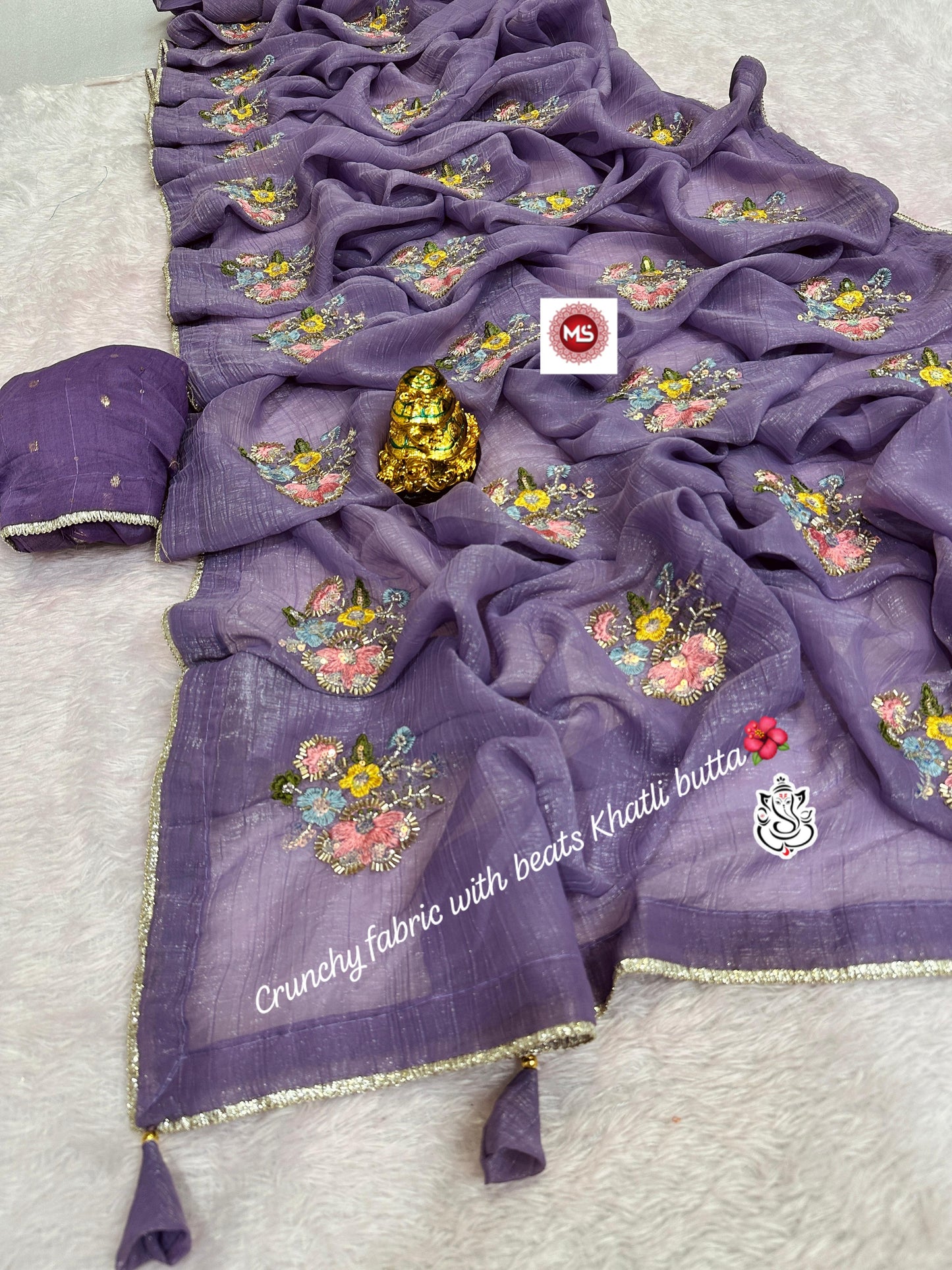 Heavy Beets Khatli  Wth Multi Work & Butta In Whole Saree Wth Rich Look Border