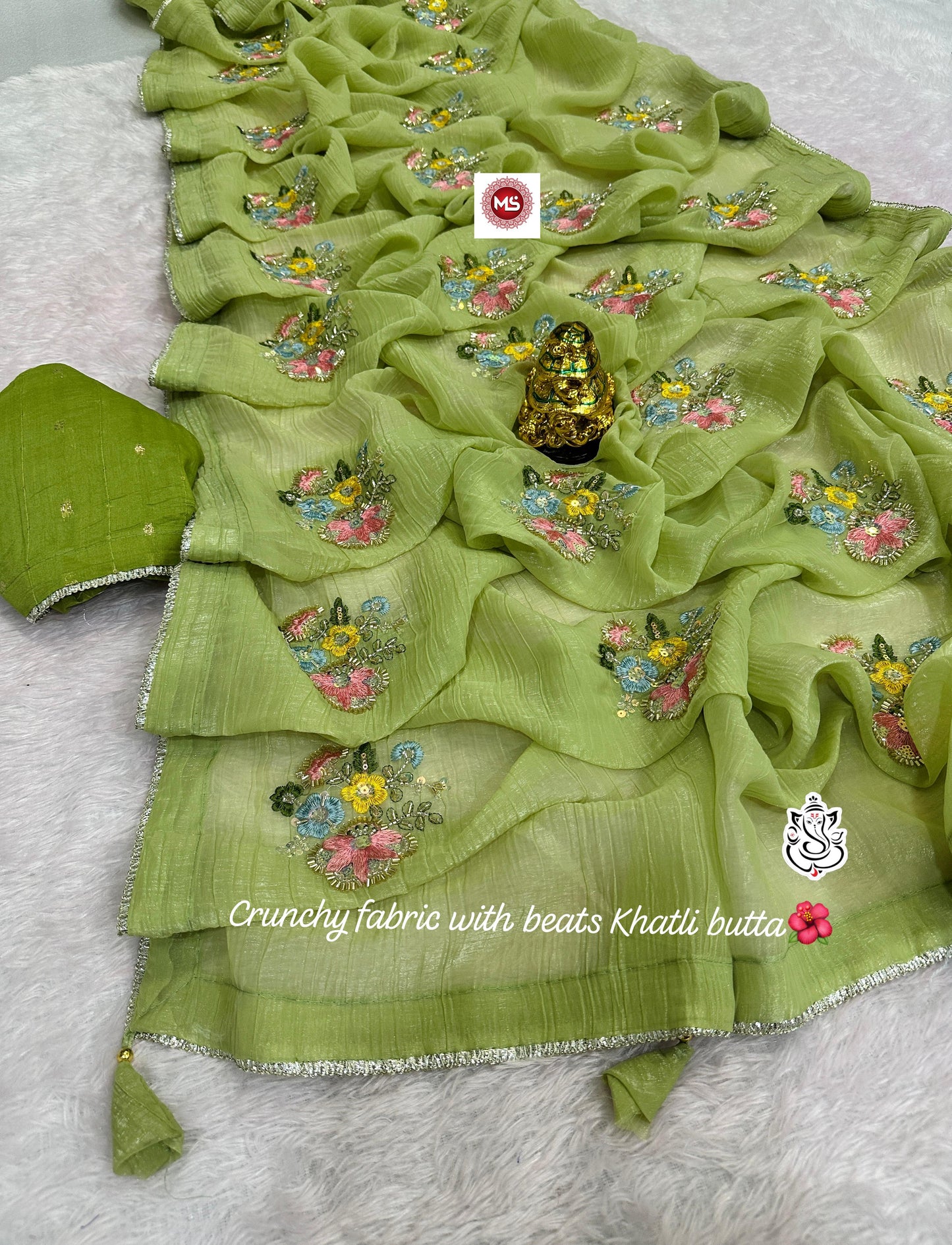Heavy Beets Khatli  Wth Multi Work & Butta In Whole Saree Wth Rich Look Border