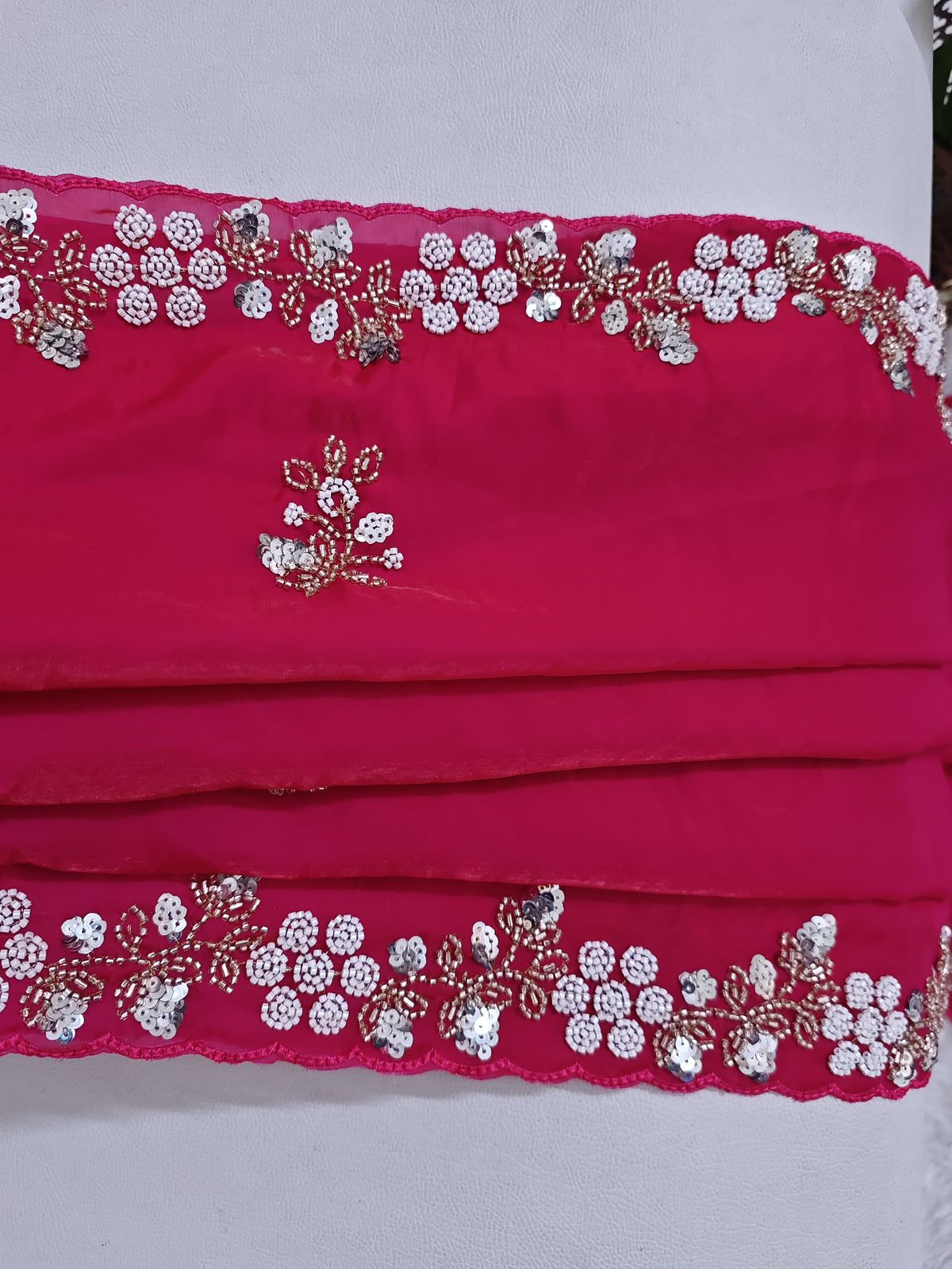 Beautiful  Fandy sattin Fabric With  Brits  Work