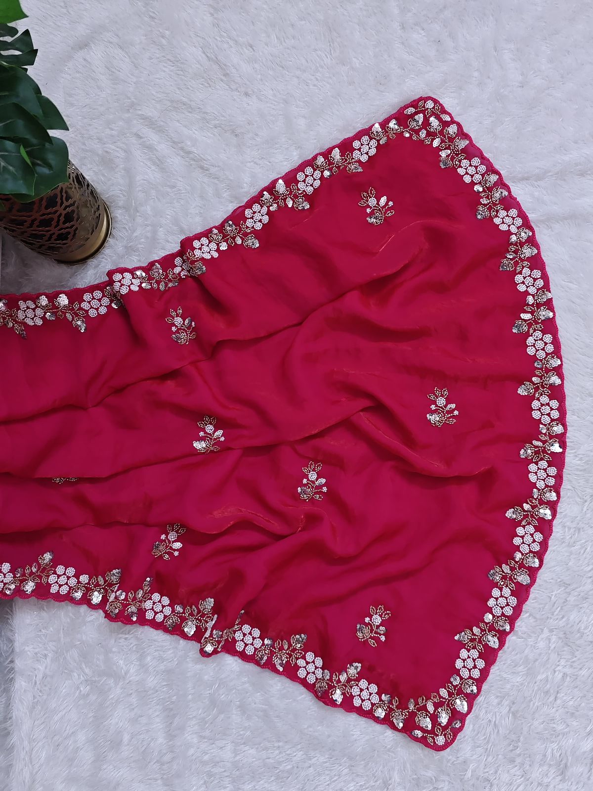 Beautiful  Fandy sattin Fabric With  Brits  Work