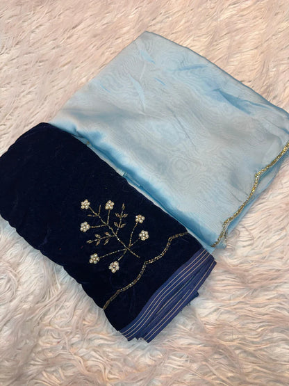 Soft Two Ton Rangoli Silk Cover With Three Layer Cutdana Border