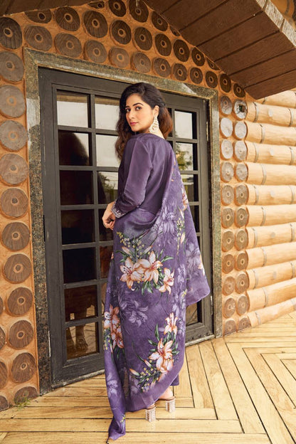 ROMAN SILK WITH HEAVY EMBROIDERED WORK FULL STITCHED