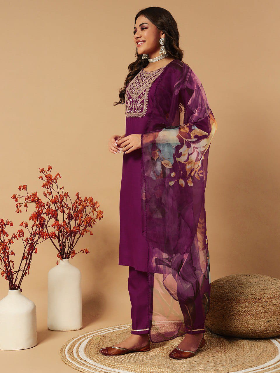 FULLY STITCHED ETHNIC SET  WITH DUPATTA SET
