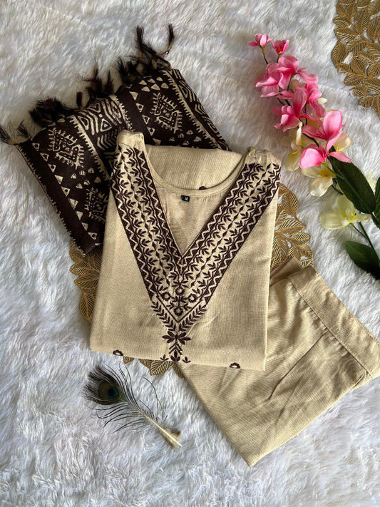 KAHDI COTTON BEATIFUL KURTI PANK DUPPATA SET