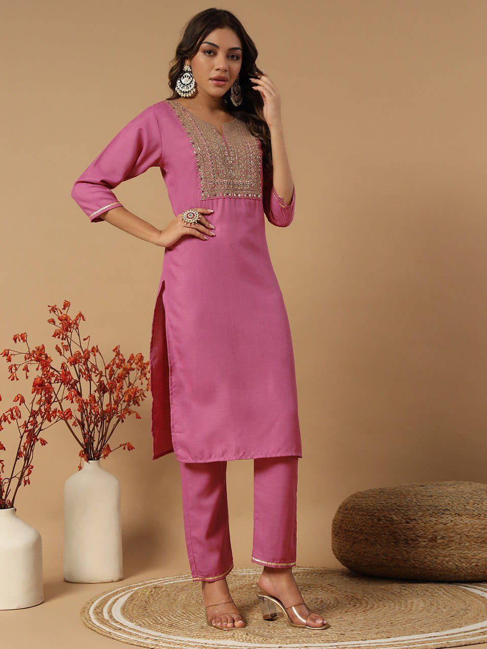 FULLY STITCHED ETHNIC SET  WITH DUPATTA