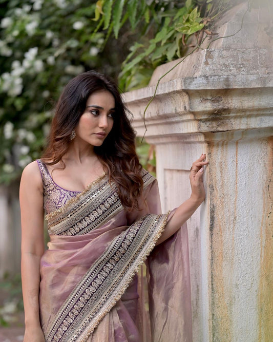 Beautiful Sequance and Dori Embroidery work with Fancy lace border