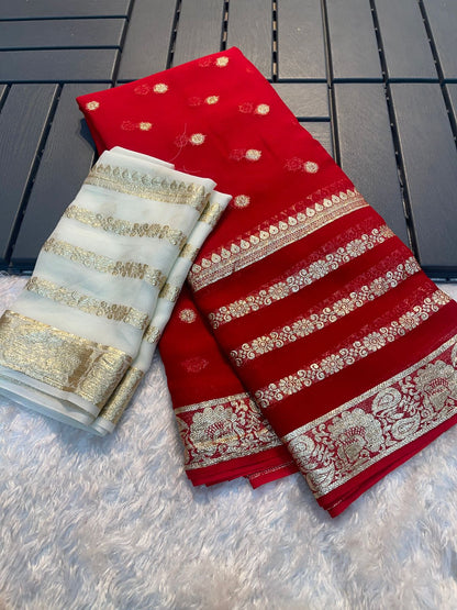 Viscose Saree With Running Contrast Blouse